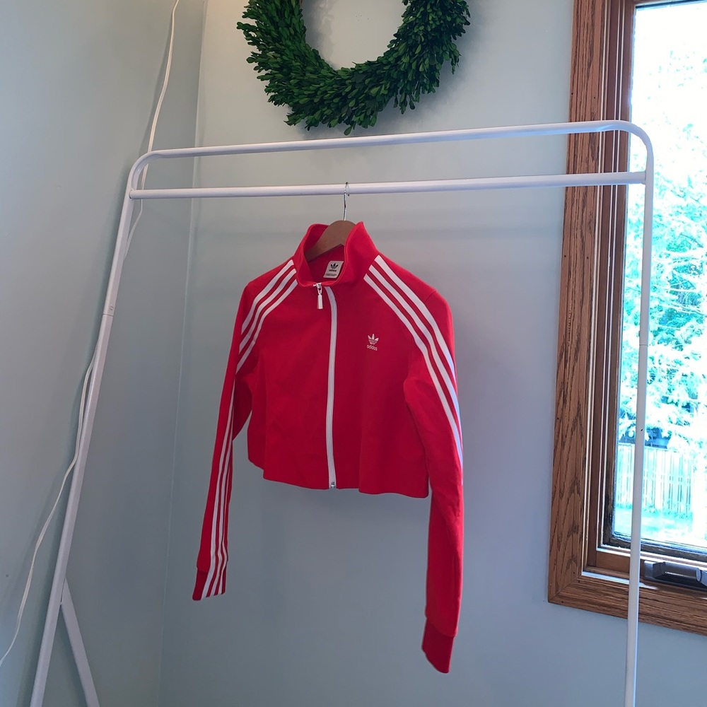 Adidas Trefoil Cropped Red Jacket